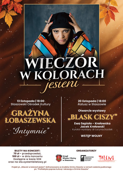Plakat wydarzenia:  Wieczór w kolorach jesieni - koncert - Grażyna Łobaszewska - "intymnie"